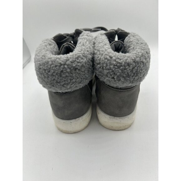 Sonoma Goods For Life Women's Ankle Boots Med Gray Leather Fur Top Size 10 - Picture 3 of 8